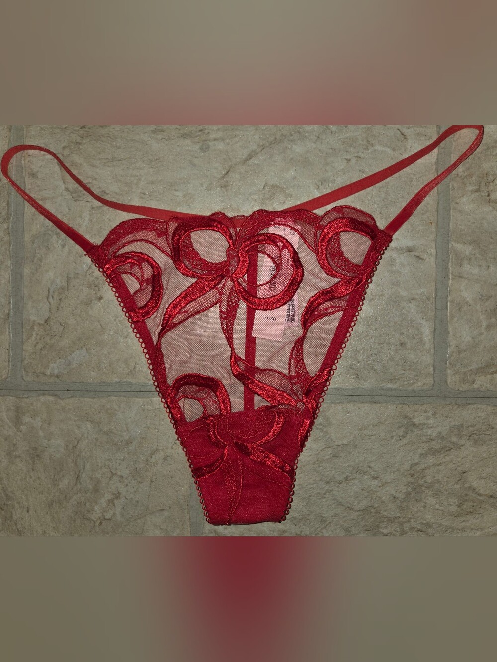 Victoria's Secret Dream Angels Red Bow V-String Thong Size XL, NWT
